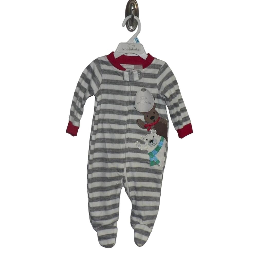Koala Baby Long Sleeve Striped‎ Fleece Reindeer & Bear Footed Jumper Newborn $18
